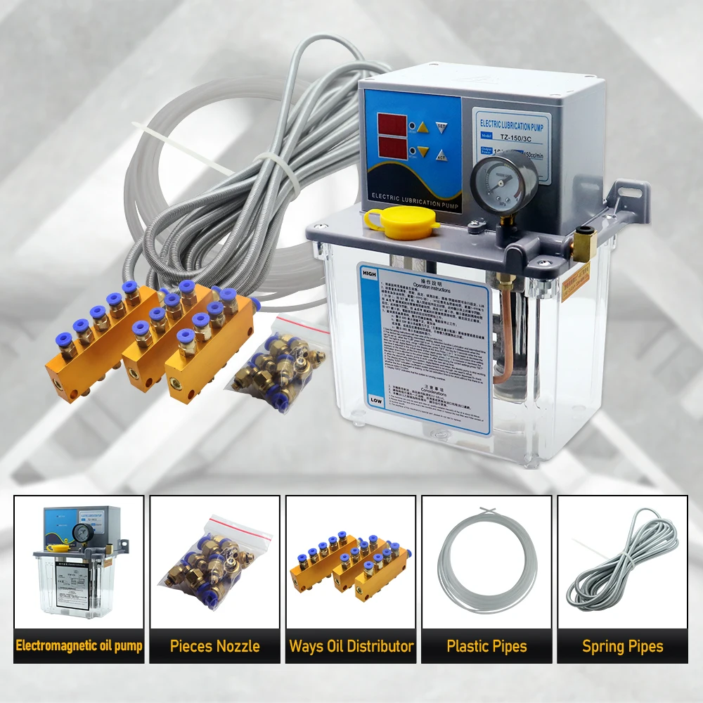 HLTNC TZ-150/ 2B شبه أوتوماتيكية مع مضخة زيت تشحيم PLC مع مقياس الضغط مضخة زيت التروس الكهرومغناطيسية لـ CNC