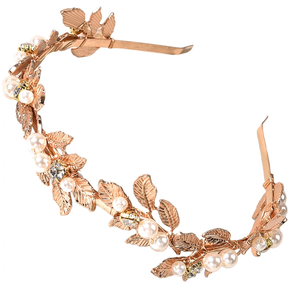 

Elegant Golden Hairband with Pearls and Leaves Bridal Wedding Headpiece Prom Party Dance Anniversary Women Accessory