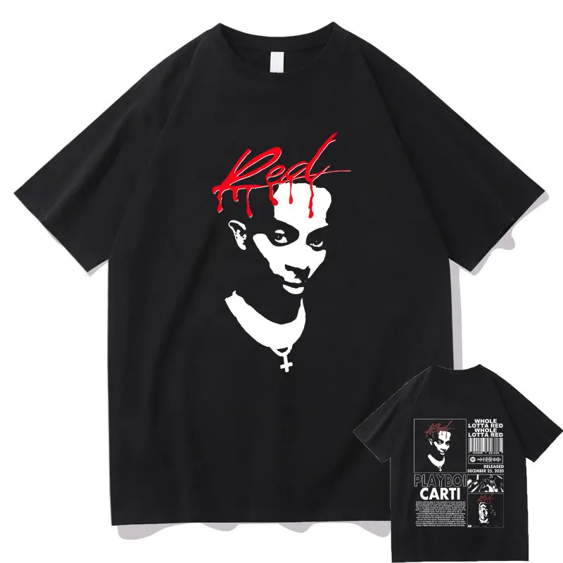 Rapper Playboi Carti Whole Lotta Red Graphic T-shirt Men Hip Hop Oversized Style T Shirts Summer Man Cotton Tshirt Regular Tees