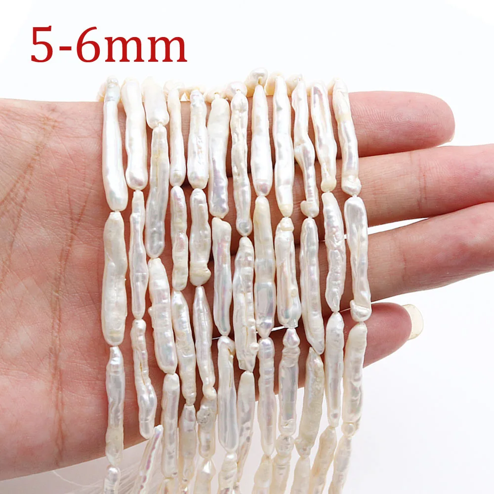 

5-6mm Baroque Toothpick Pearls White Natural Freshwater Pearls Spacer Beads for Jewelry Making DIY Necklace Earrings Accessories