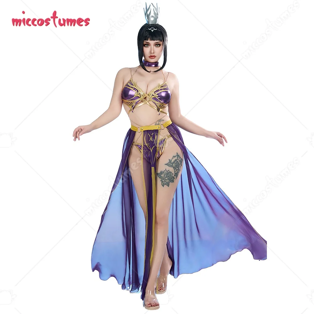 

haikyuu Women Gothic Swimsuit Goth Bikini Set Shadow Cosplay Swimsuit Halter Bathing Suit with Chiffon Wrap Skirt