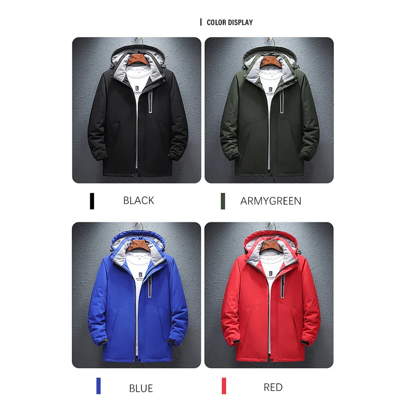 BROWON Brand Winter Heating Jacket Men Usb 8 Places Heating Solid Color Warm Parkas Waterproof Sports Outdoor Couple Coats Men