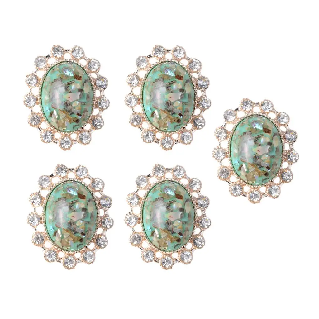 5 Acrylic Crystal Flatback Buttons DIY Jewelry Making Findings Green