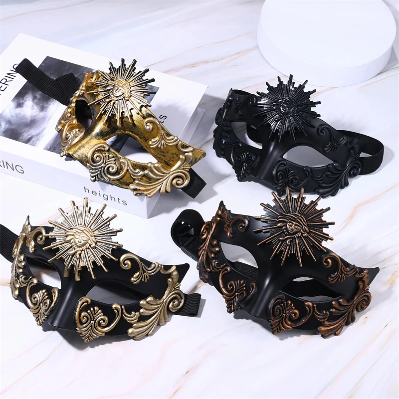 

Roman Sun God Steampunk Phantom Masquerade Cosplay Mask Plastic Half Face Men Women Punk Carnival Halloween Props Dance Mask