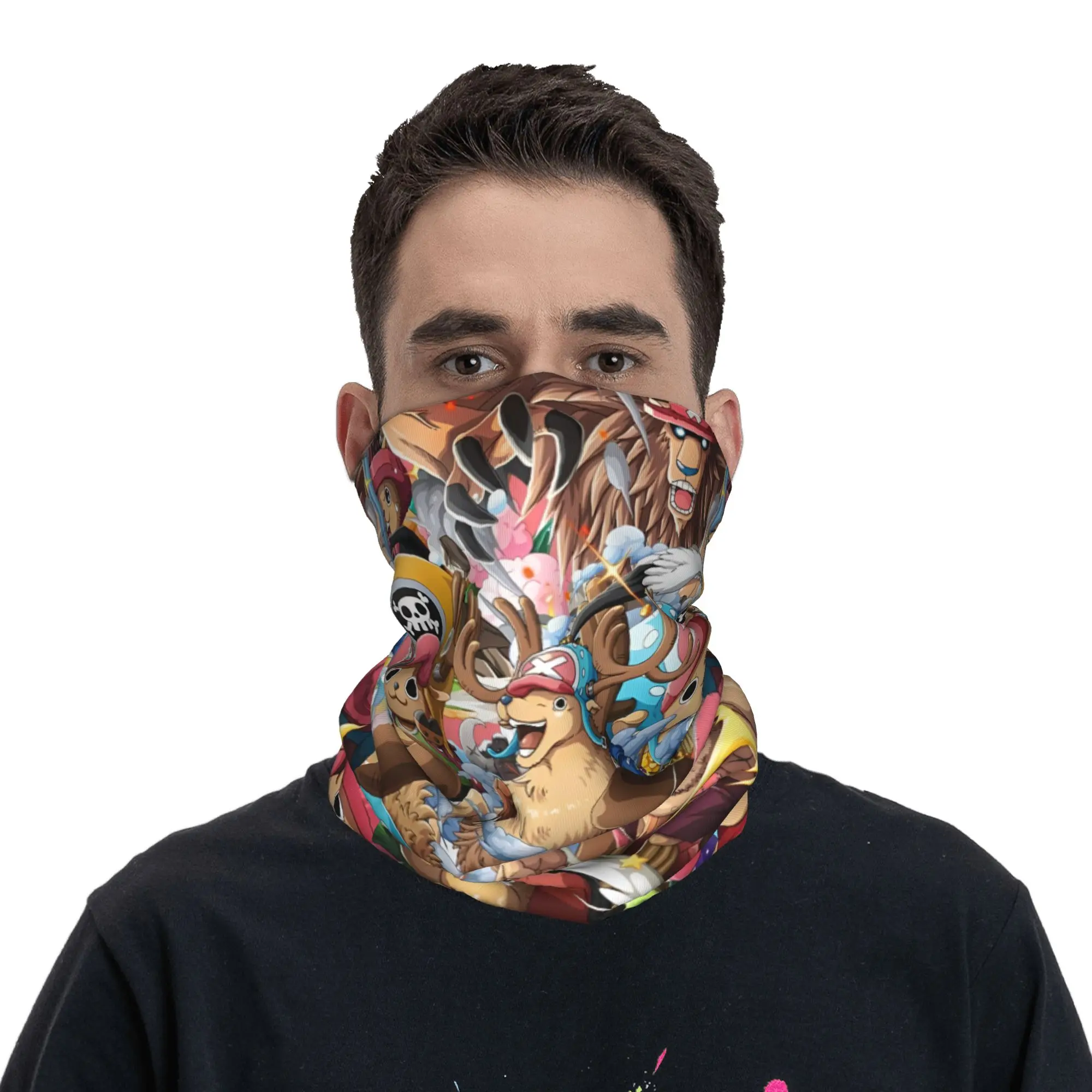 Custom Chopper Janpan Anime Winter Headband Neck Warmer Women Men Hiking Cycling Tube Scarf Cute Face Bandana Gaiter