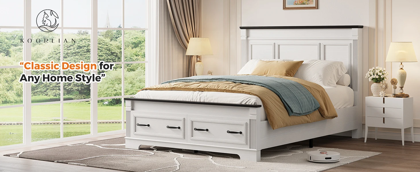 Farmhouse Queen bed frame with headboard