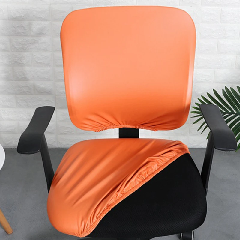 Stretch Computer Chair Covers Waterproof Faux Leather Split Office Chair Cover Gaming Armchair Seat Cover Anti Dirty Removable