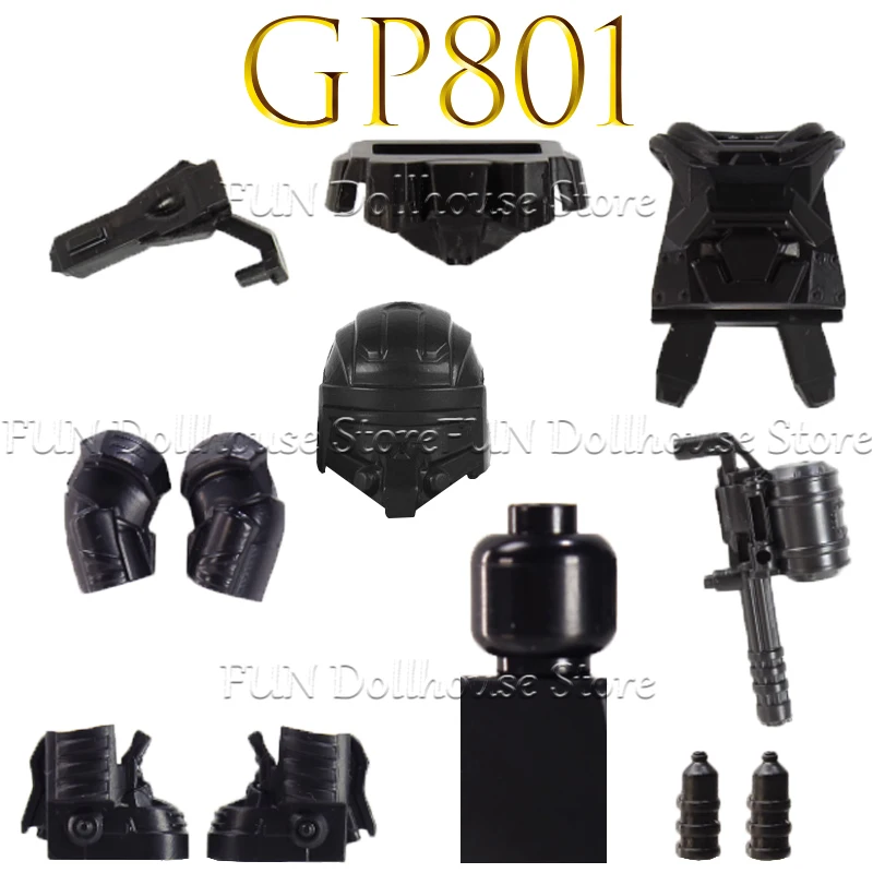 City Special Forces Soldier Figures Building Blocks Military Ghost Flame Warrior Protection Suit Fire Gun Accessories Bricks Toy