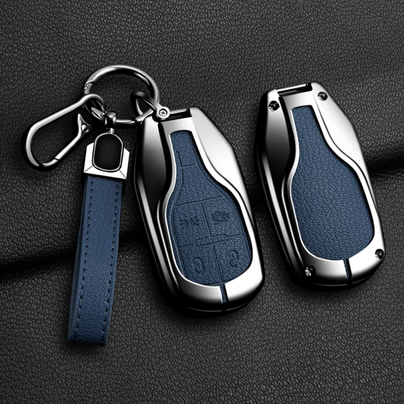 Zinc Alloy Car Key Case Bag Car KeyChain Metal Key Shell For Maserati Quattroporte GT MC20 Levante Ghibli Spyder Coupe GranSport