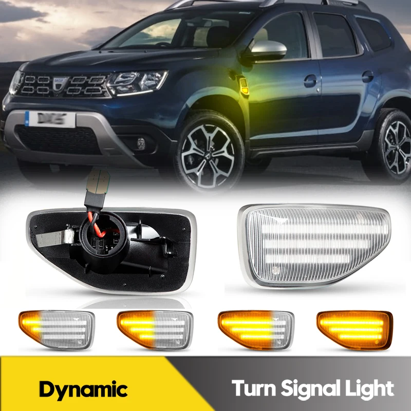 

2Pcs No Error LED Dynamic Side Marker Light Turn Signal Blinker Lamps For Renault Dacia Duster Sandero Logan Car Accessories
