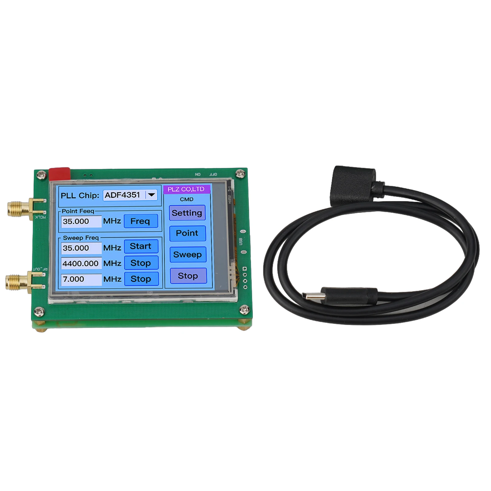 1set RF Signal Generator With USB Cable Touch Screen ADF4351 35M-4.4G RF Signal Generator PLL Sweep 1set RF Signal Generator