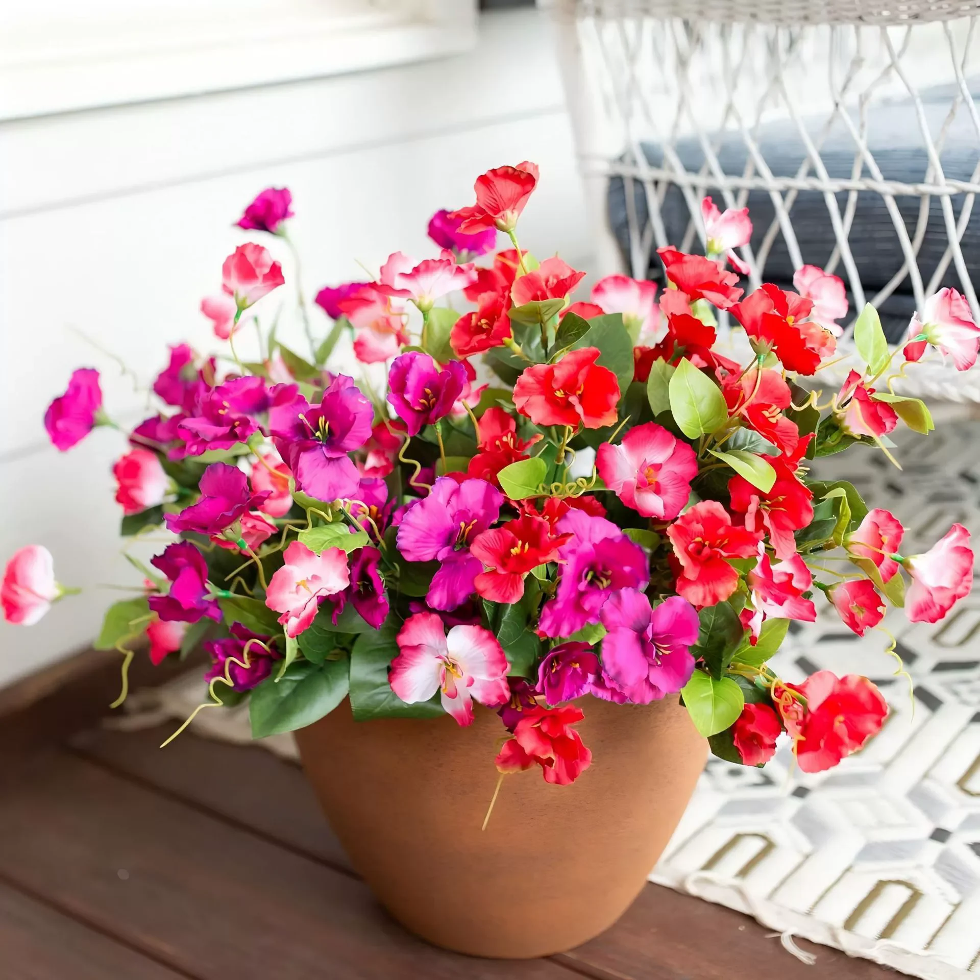 باقة الزهور الاصطناعية باقة الكركديه الحريرية والزهور الاستوائية لشرفة فناء الشرفة الخارجية