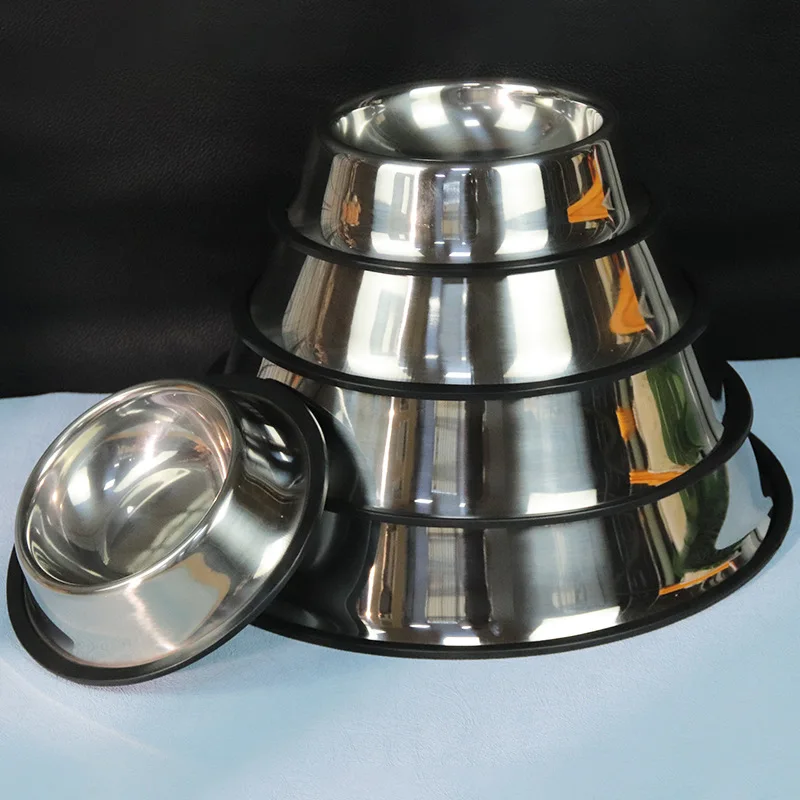 

Stainless steel dog bowl, anti-tip, medium and large dog bowl, pet supplies, non-slip and anti-drop, thickened pet bowl.