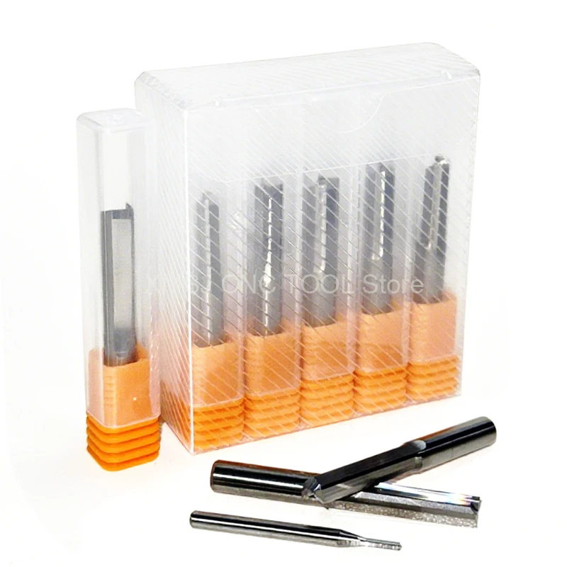 

10pcs 2A 3.175x3.175x17/22mm Two Flutes Straight Slot Bit Wood Cutter CNC Solid Carbide Two Double Flute Bits CNC Router Bits