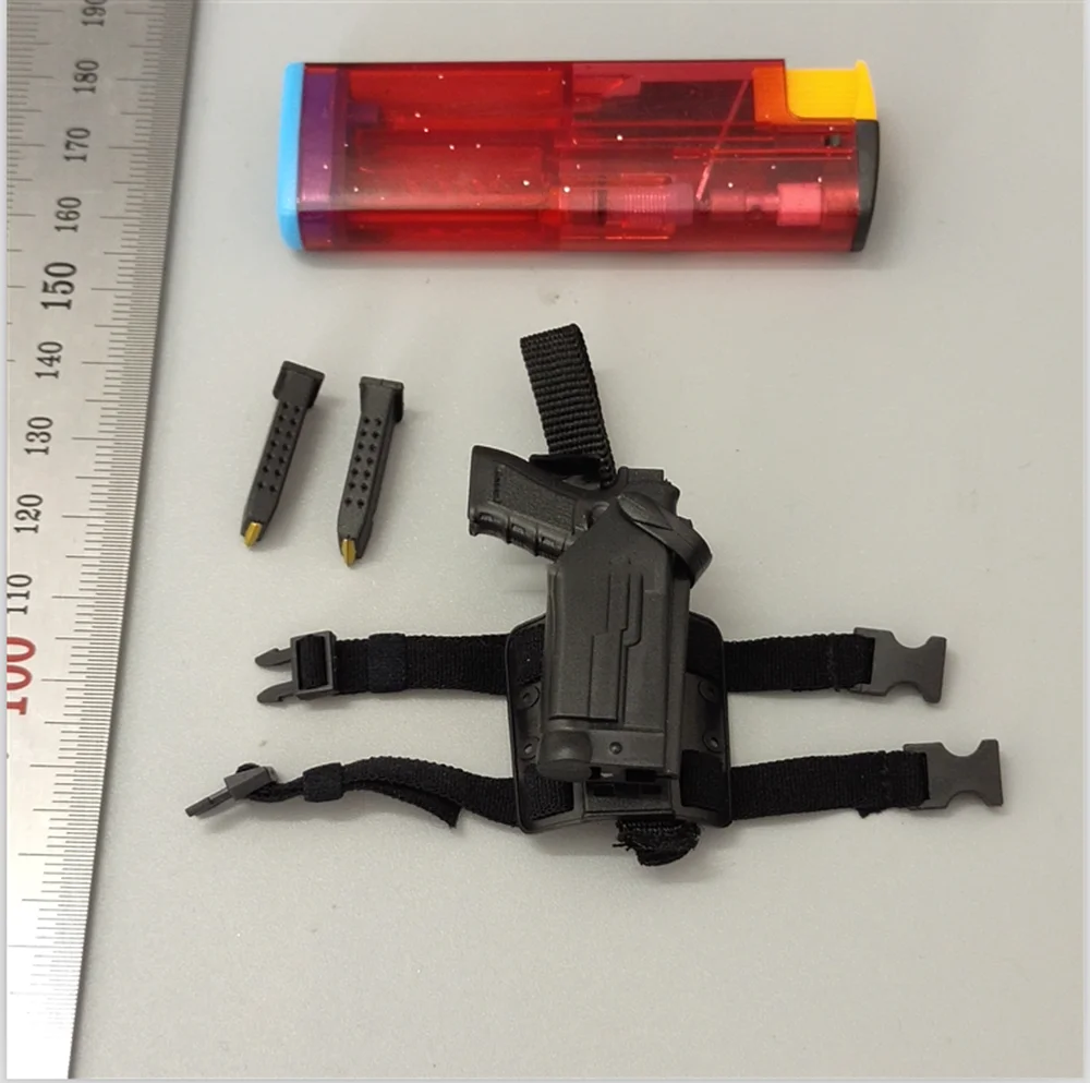 

1/6th Army Force Black Secondary Weapon with Clips Leg Cover Model M003 PVC Material Model For Action Figures Scene Component