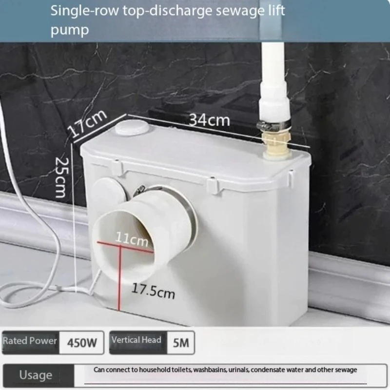 Automatic Sewage Grinder Pump, Macerator Wastewater Lifting Device for Basement Toilet Kitchen