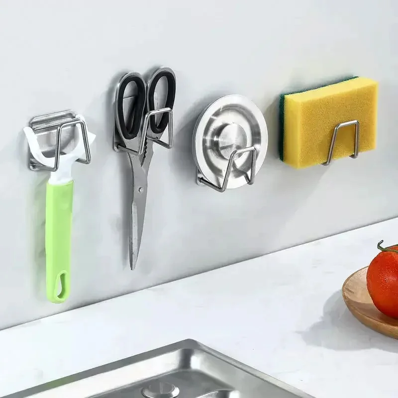 Kitchen Stainless Steel Sink Cover Sponges Holder Self Adhesive Drain Drying Lid Chopping Board Rack Wall Hook Storage Organizer