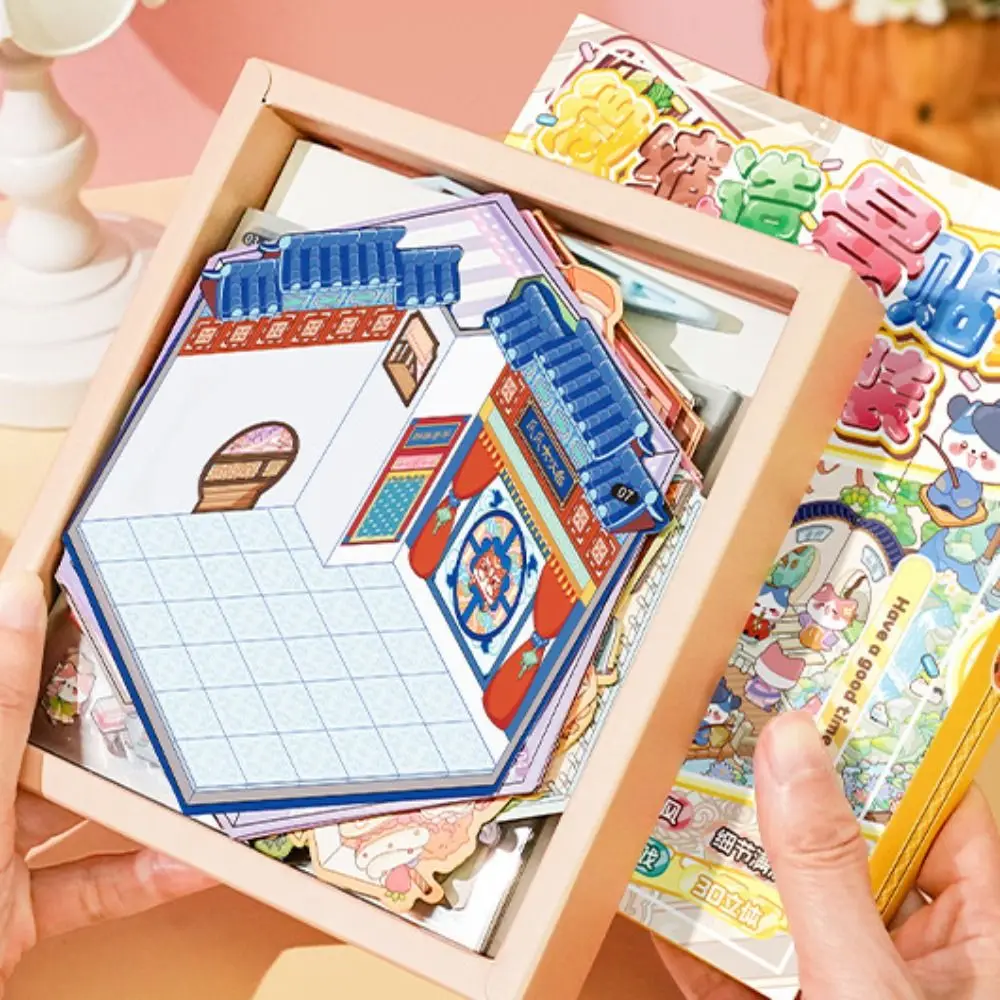 20 en 1 paysage autocollant livre dessin animé bricolage 3D autocollants scène ensemble anti-déchirure mignon cabine scène autocollants décoratifs cadeau d'anniversaire
