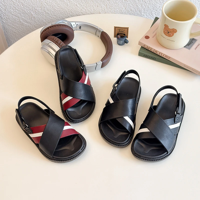 2025 Summer New Children Sandals for Girls Boys Fashion Korean Style Soft Bottom Anti-slippery Versatile Open-toe Beach Shoes