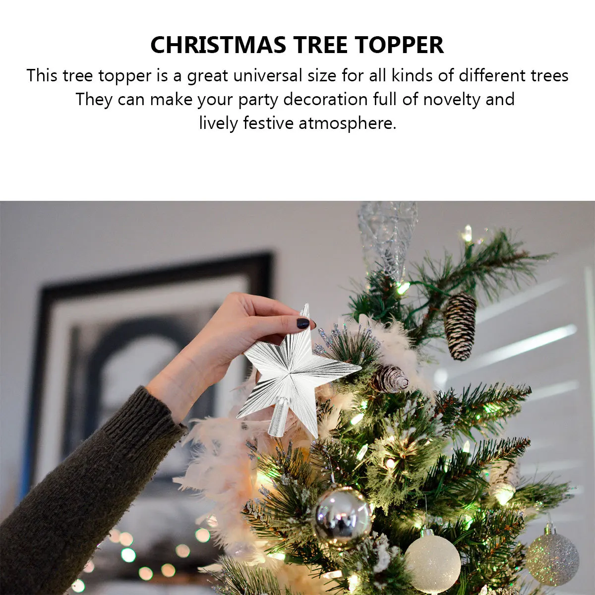 

2Pcs Christmas Tree Star Pentagram Plastic Xmas Treetop Star Decoration Holiday Home Party Xmas Tree Ornament Treetop Decor