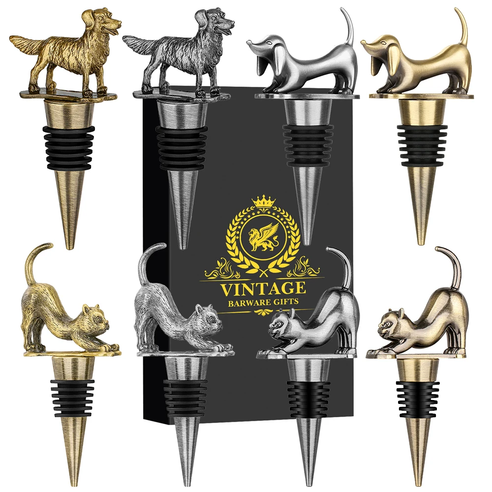 

Cute Dog/Cat Decor Wine Bottle Stoppers Zinc Alloy Silicone Wine Stopper Barware Gift Housewarming Party Decorations Wine Plugs