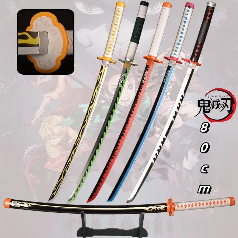 80cm Demon Slayer Katana Swords Kimetsu No Yaiba Yaiba Swords Real Size Japanese Anime Katana Photography Props Home Decoration