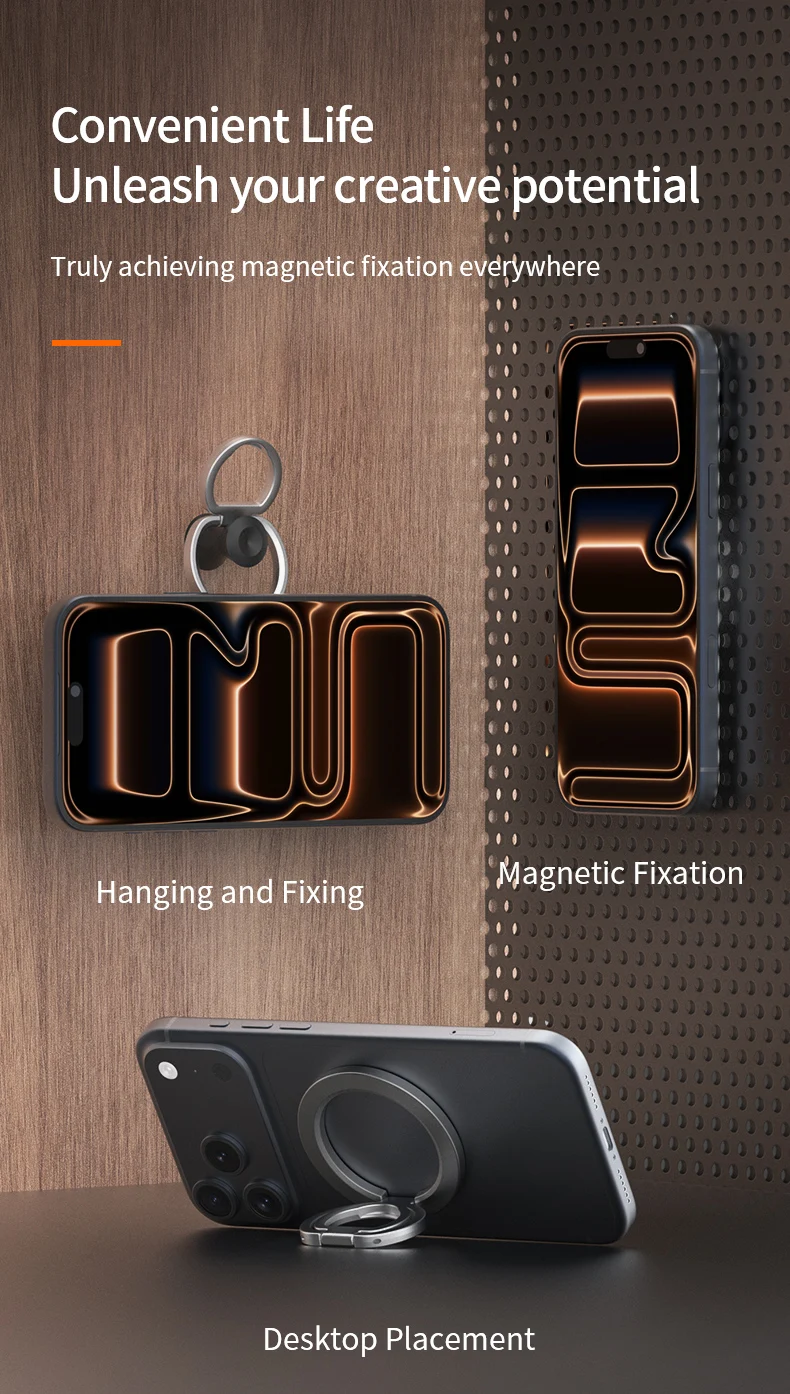 Doppelseitiger Starker Magnethalter für Magsafe Mobiltelefon Faltbarer Fingerring Magnet-Halterung für iPhone 17 Pro Samsung Xiaomi – Detail 11
