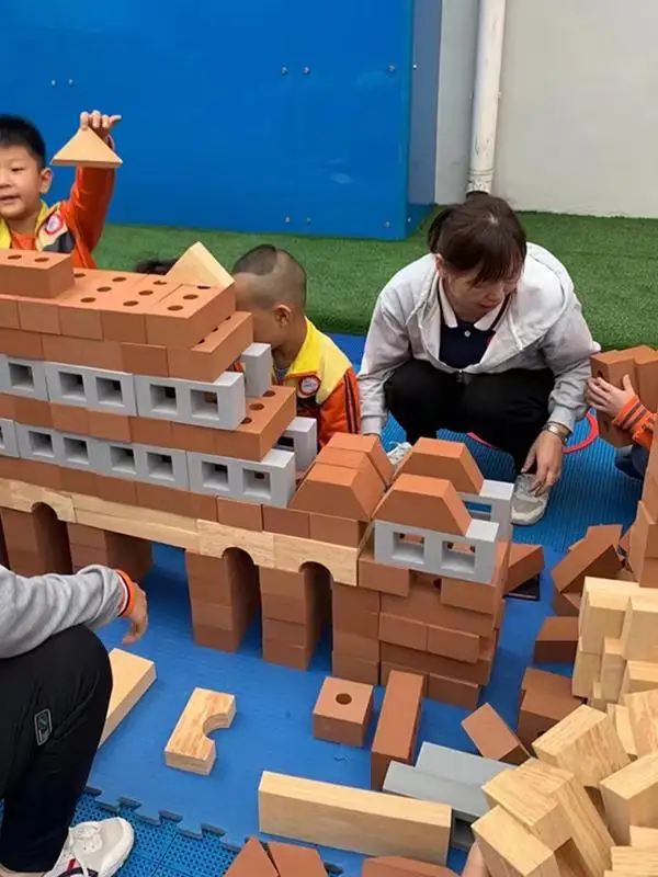 Early education kindergarten large children red brick brick toy construction area EVA foam building block architect house