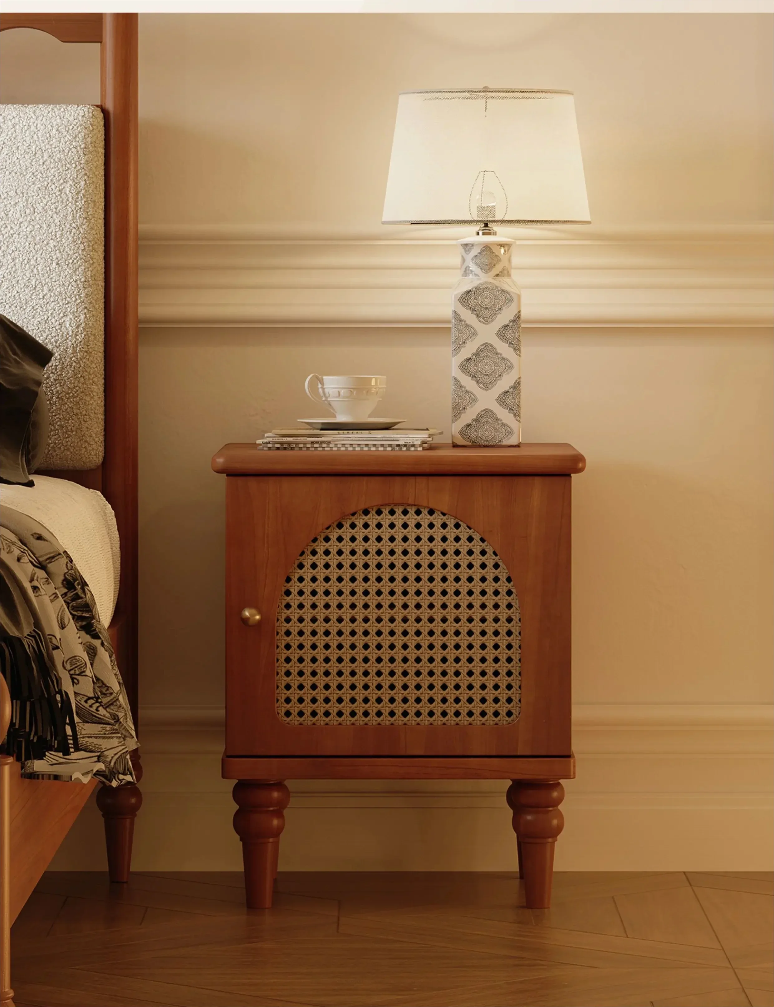 French Retro Bedroom Solid Wood Household Small Storage Cabinet Ultra Narrow Bedside Locker