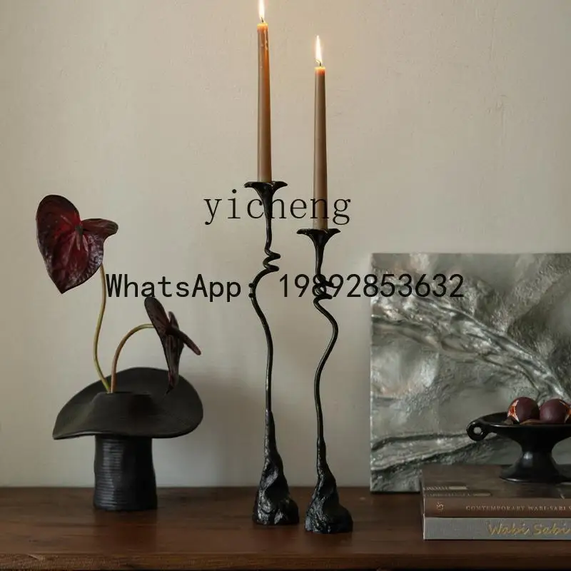 

Vintage Cast Iron Retro Candle Holder Antique Style Candlelight Dinner Branch Candle Ornament