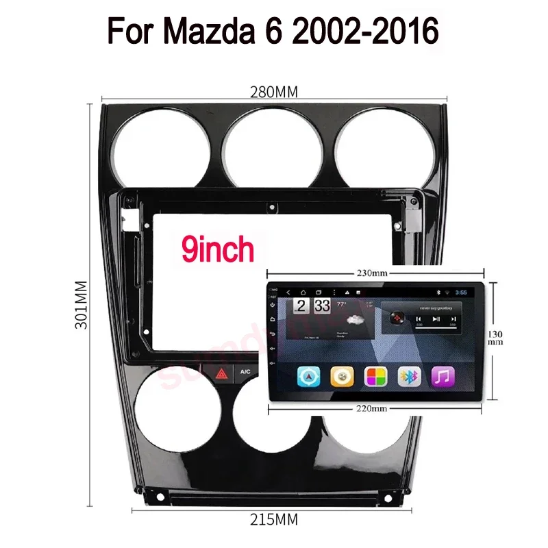 9inch 2din Car Radio Frame For Mazda 6 mazda6 2004-2015 Android Radio Dashboard Kit Face Plate Fascia Frame