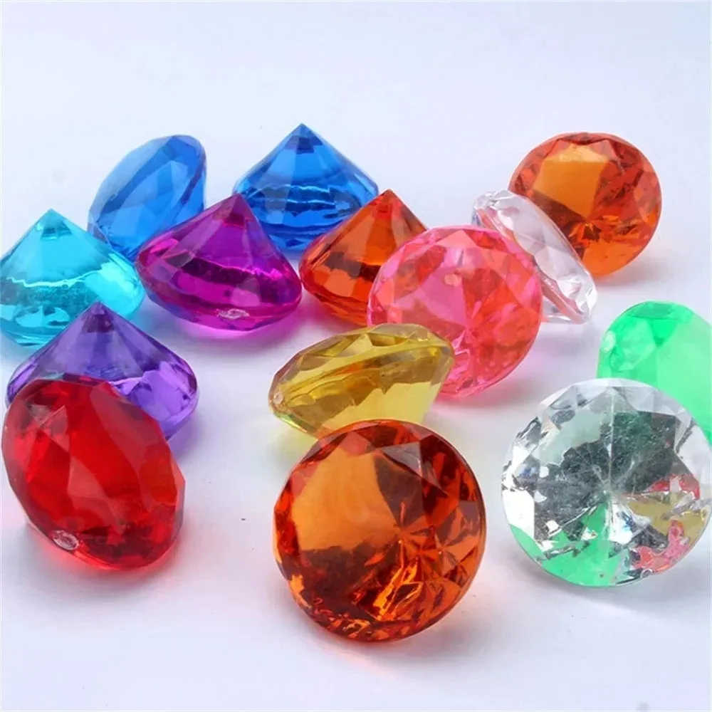 10pcs Fake Diamond Crystal Gem Colorful Toy Treasure Chest Pirate Acrylic Paperweight Art Craft Photography Props Decorative Gif view 3