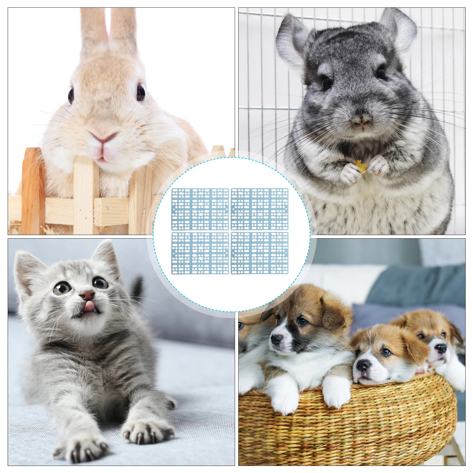 

4pcs Bunny Foot Mats Hollow Design Rabbit Cage Mat Non-Slip Plastic Small Animals Foot Pads For Rabbit Hamster Cage Pet Supplies