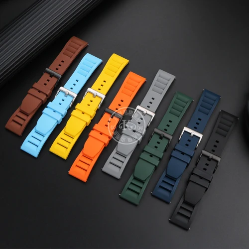 Imagen 2 del producto 20mm 22mm Fluorine rubber strap For Seiko IWC Waffle Strap Bracelets Fashion Universal Mens Diver Silicone Sports Watch Band