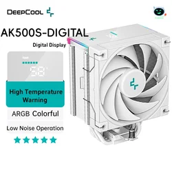 DeepCool AK500S chłodnica procesora cyfrowy WH dla AM5 1850 obr./min PWM wyświetlacz procesoru CPU chłodnica z 5 przewodami grzewowymi do chłodzenia кулер для