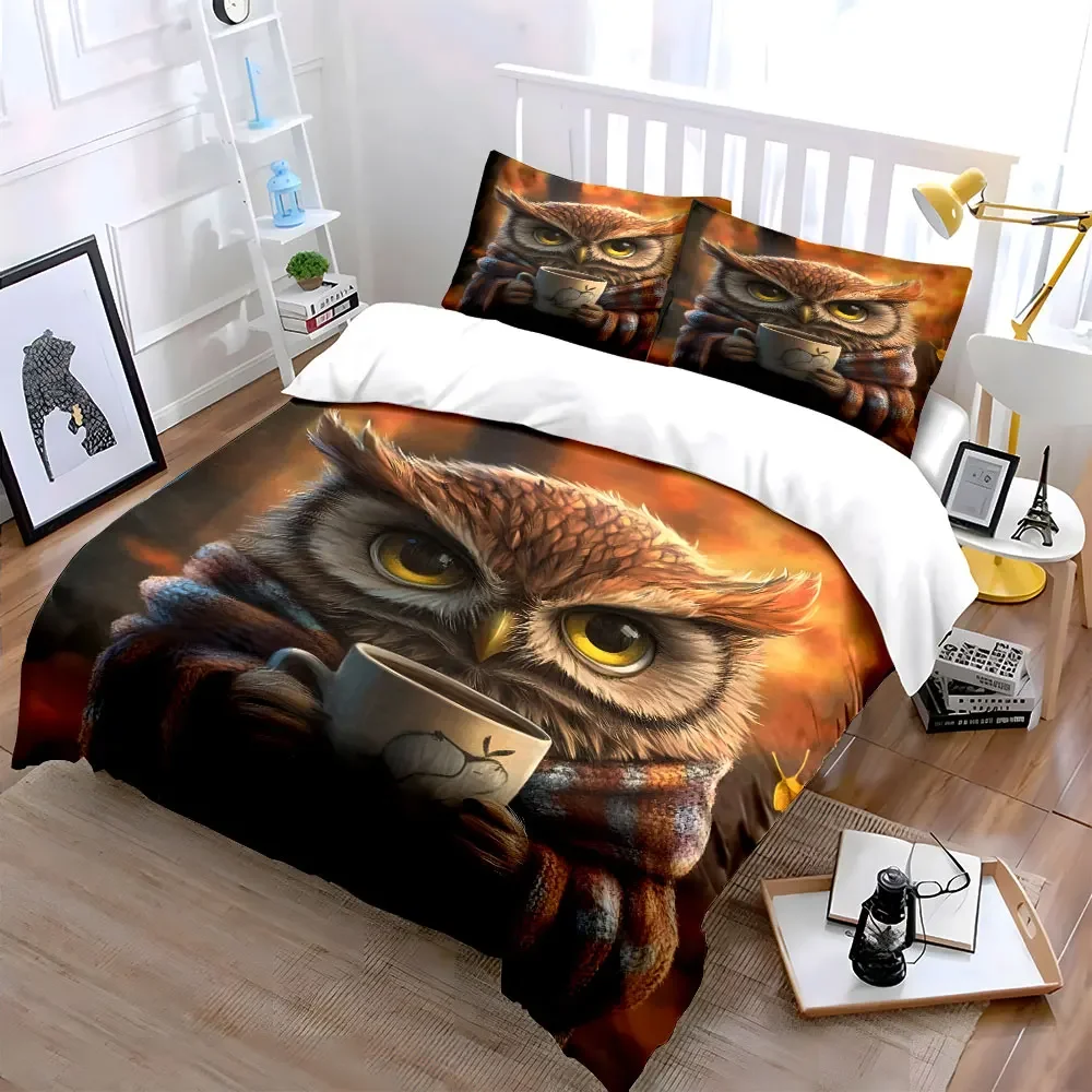 Cozy Autumn Animal Art Set Soft Comfortable Duvet Cover Bedding Set Included 1*Duvet Cover & 2*Pillowcases, gift