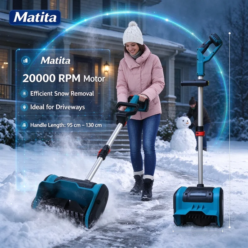 21V Snow Blower Tool, Compatible with Makita 21V Battery 10in Working Width Telescopic Snow Shovel Outdoor Winter Cleaning.
