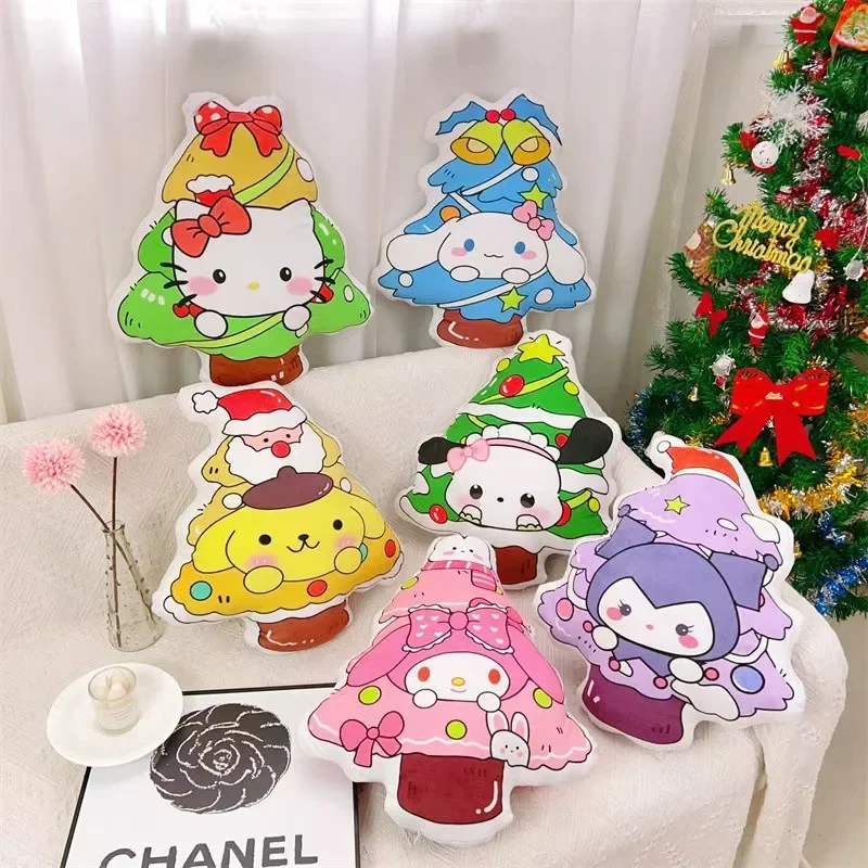 

Cartoon Christmas Sanrio Hello Kitty Kuromi Pillows Cute Christmas Tree My Melody Anime Sofa Pillow Nap Pillow Decoration