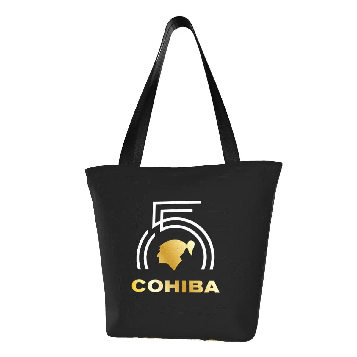 Custom Cuban Cohiba Canvas Shopping Bags Women Durable Groceries Tote Shopper Bags