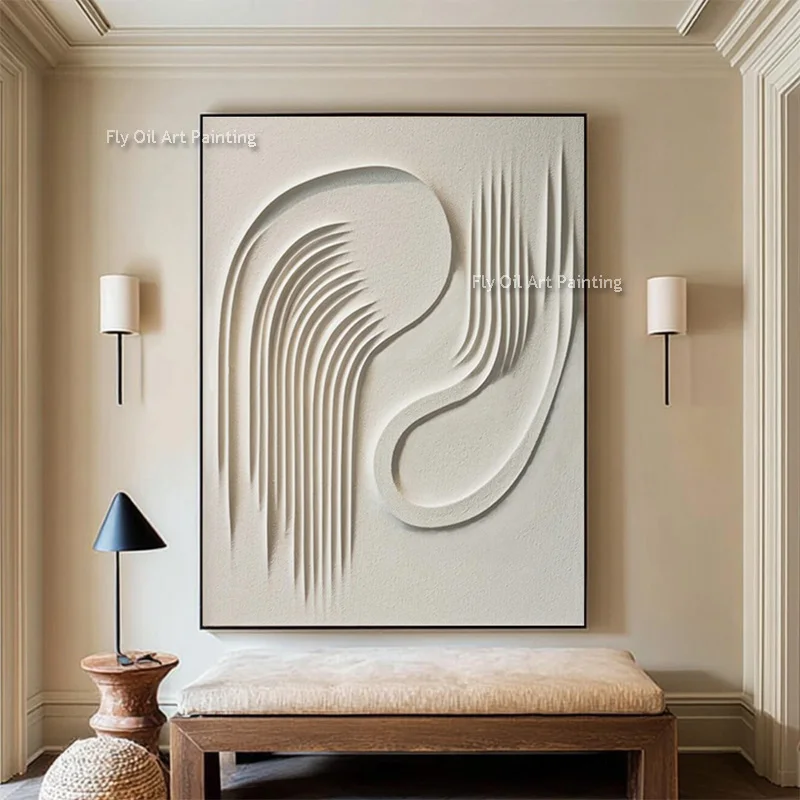 Abstract Pure Beige Texture Thick Oil Painting Hand Drawn New Design Fashion Brown Canvas Wall Art Decor For Room As Gifts