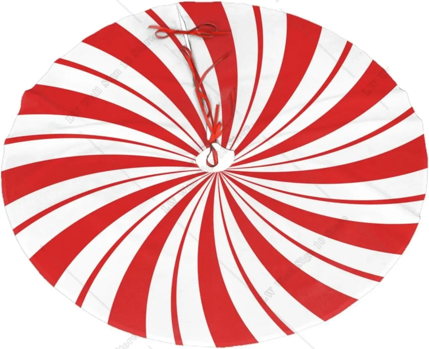 Red and White Swirl Candy Christmas Tree Skirt 30 36 48 Inch Xmas Tree Mat for Christmas Decorations Holiday Ornaments