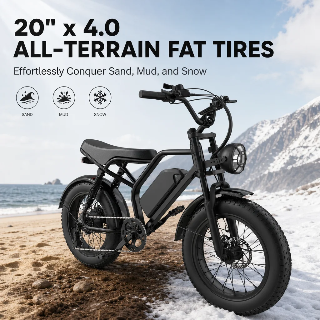 レトロなモペットスタイルの電動自転車、最大出力1500W、5 - 48V 1500W Rear Hub Motor With Battery のレビューと価格