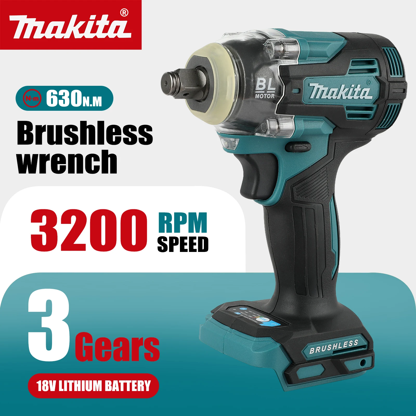 

Makita TW004G 18V Cordless Impact Wrench Bare Tool 630Nm Torque M10-M20 Bolt For Heavy Duty Industrial Fastening tools