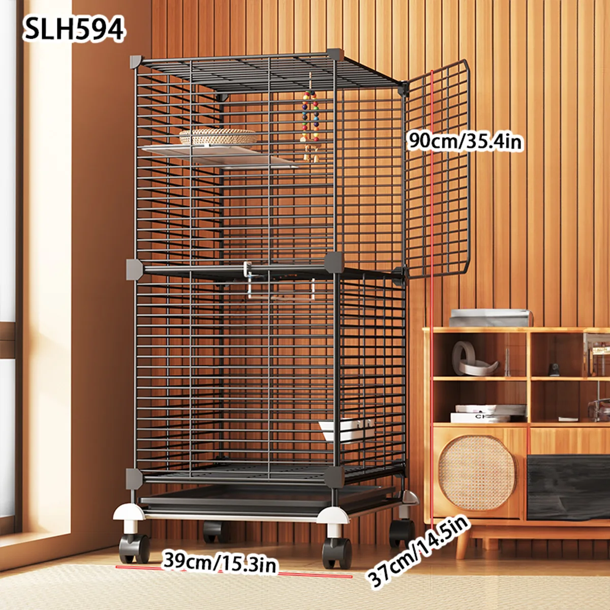Bird cage Parrot cage Household large Xuanfeng tiger skin Peony pearl special large bird cage New black wrought iron mesh