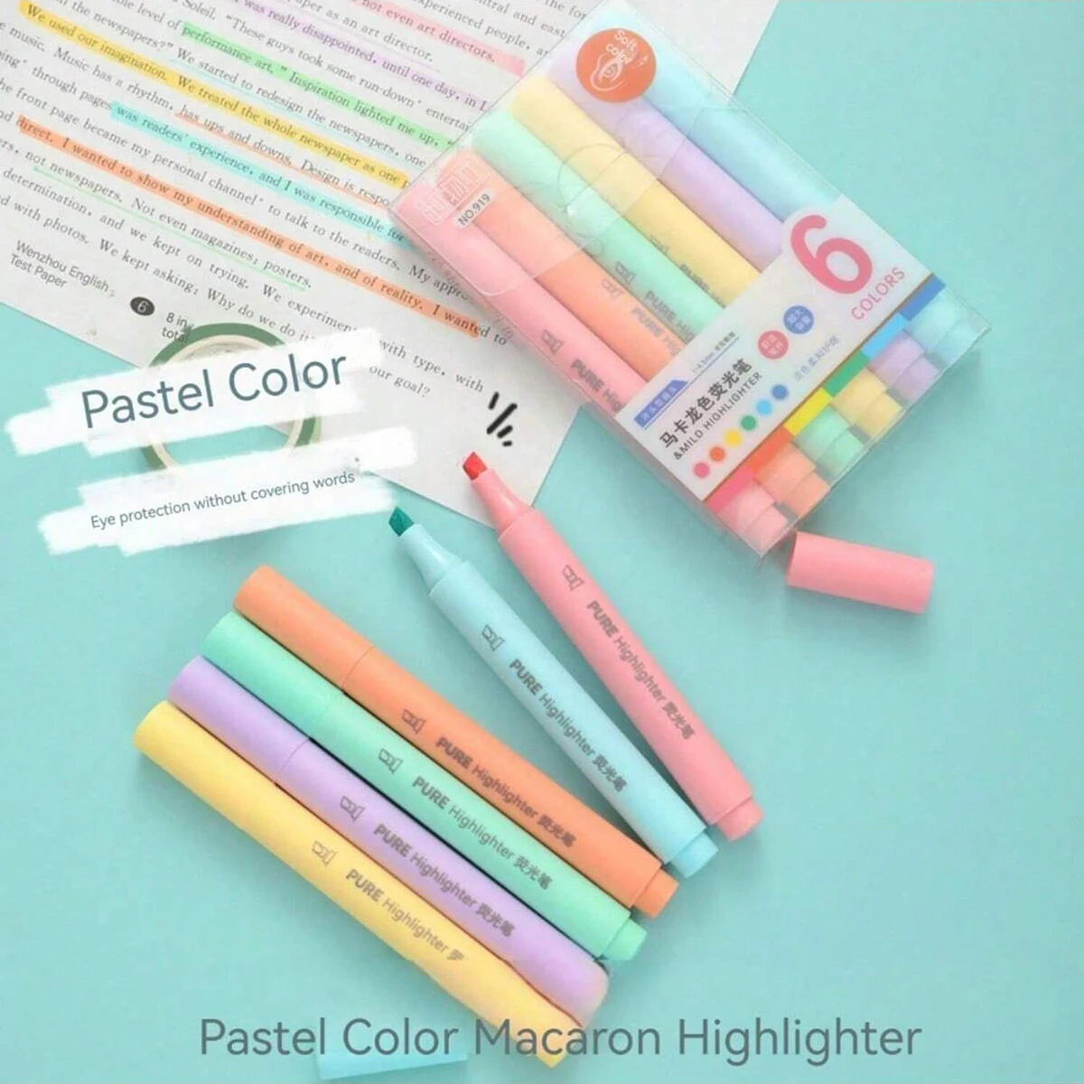 6 Colors Mini Cute Highlighters, Chisel Tip Quick Dry, Aesthetic Pens for Bible Journal Planner School Stationery Supplies
