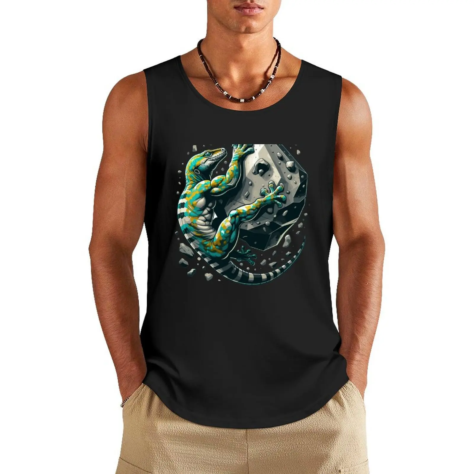 

Bouldering Gecko Muscles Gift Tank Top men gym Top summer singlets for men
