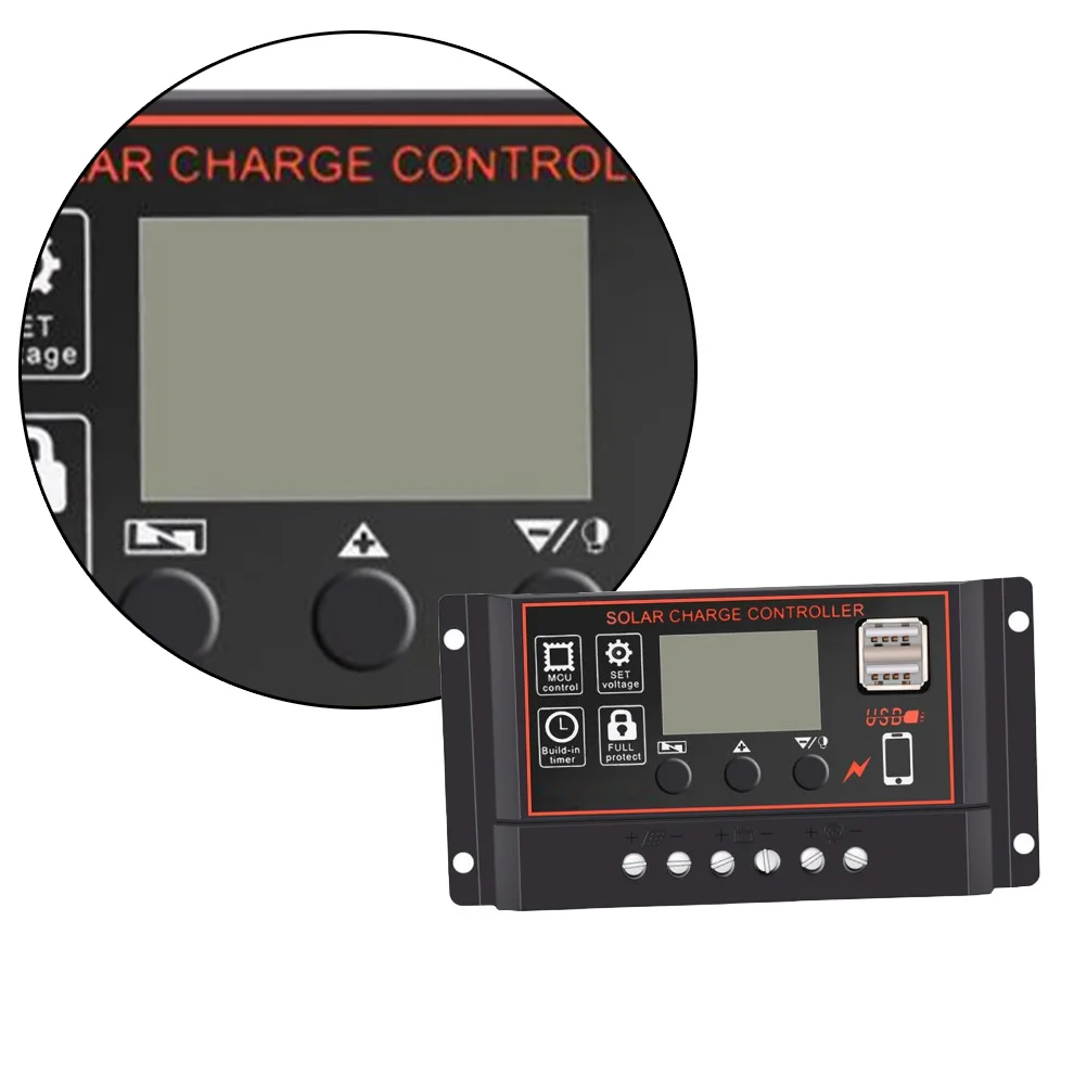 

30A 12V 24V Solar Charge Controller Auto LCD Display Pwm Regulator Dual USB Overcurrent Short Circuit Reverse Polarity