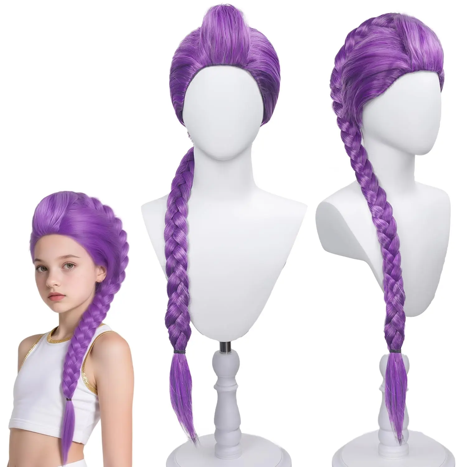 

Ruina Purple Wigs for rumi Wig Costume Hunters Costume Long Braided Purple Wigs for rumi Halloween K-pop Cosplay Wigs