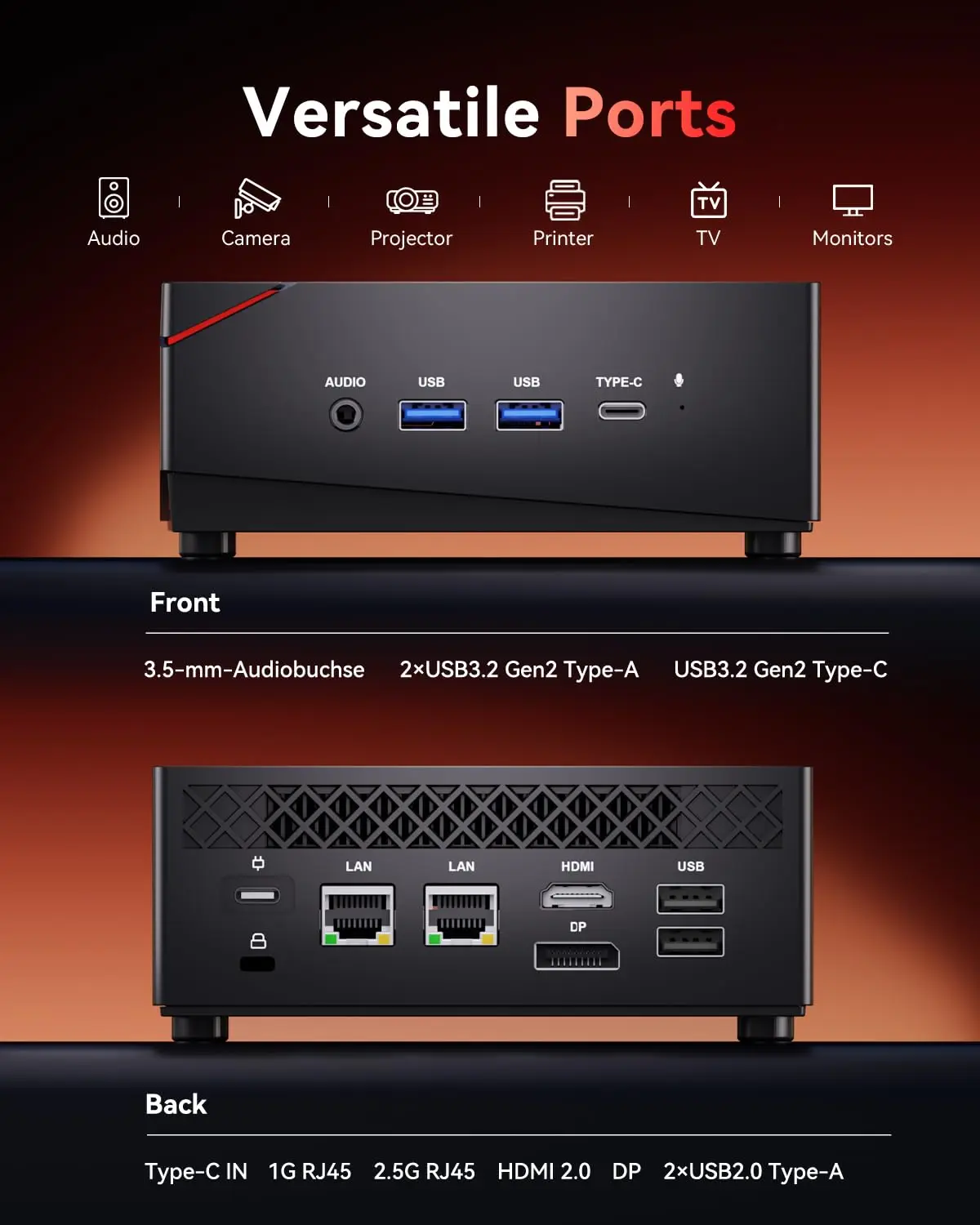 ACEMAGIC 미니 PC 32GB 램 512GB SSD AMD Ryzen 7 7730U 트리플 4K 모니터 HDMI DP 타입-C, 듀얼 M.2 슬롯 홈 오피스 데스크탑 PC 썸네일 6