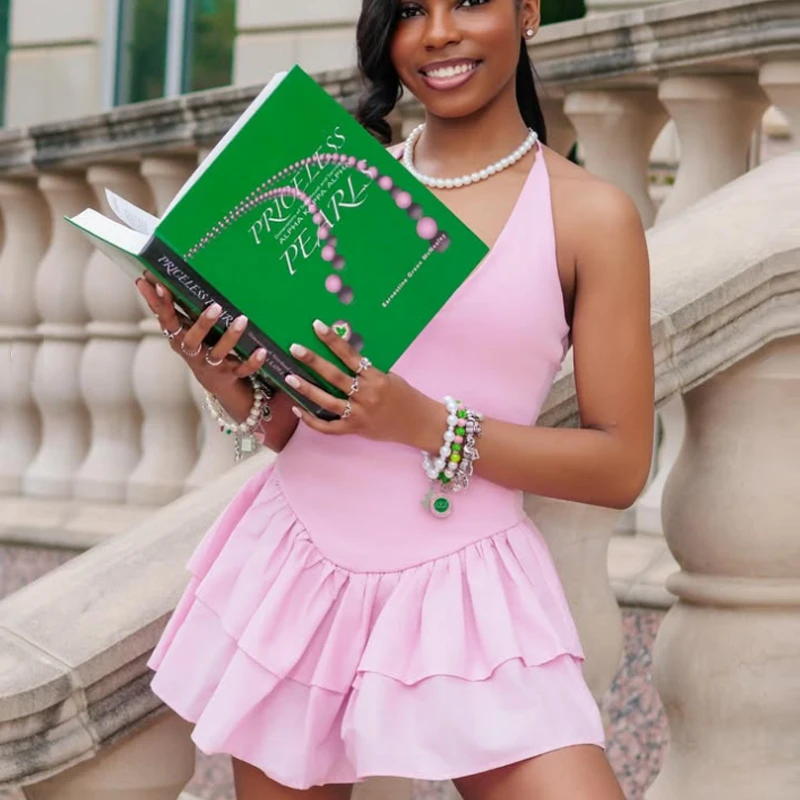 Hxao sólido vestidos curtos 2025 mulher verão sexy sem costas vestido de festa halter fora do ombro em camadas mini vestido com decote em v vestido de verão 088